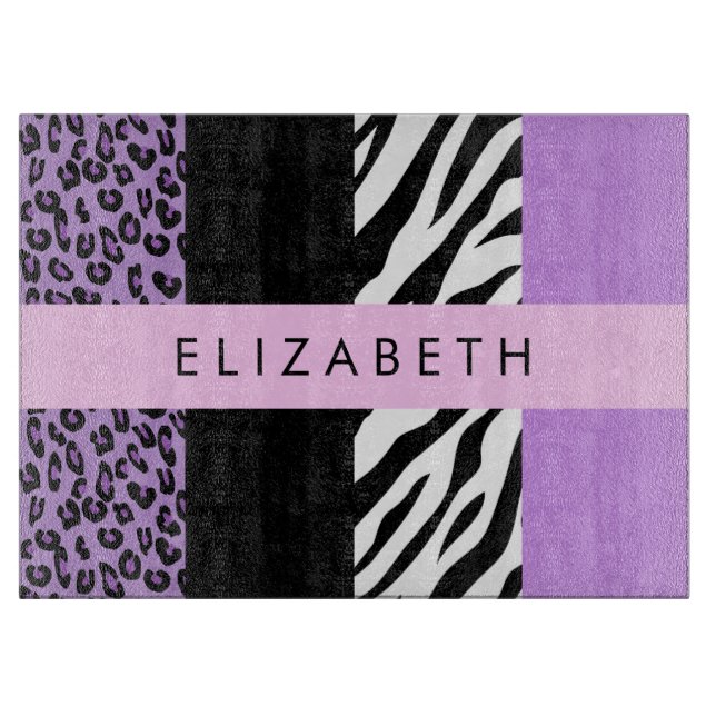Planche À Découper Empreinte de léopard, Zebra Print, Purple, Votre n (Devant)