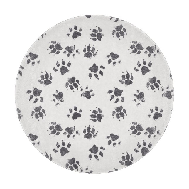 Planche À Découper Empreintes Paw : Chien Monochrome Sans Seamless. (Devant)