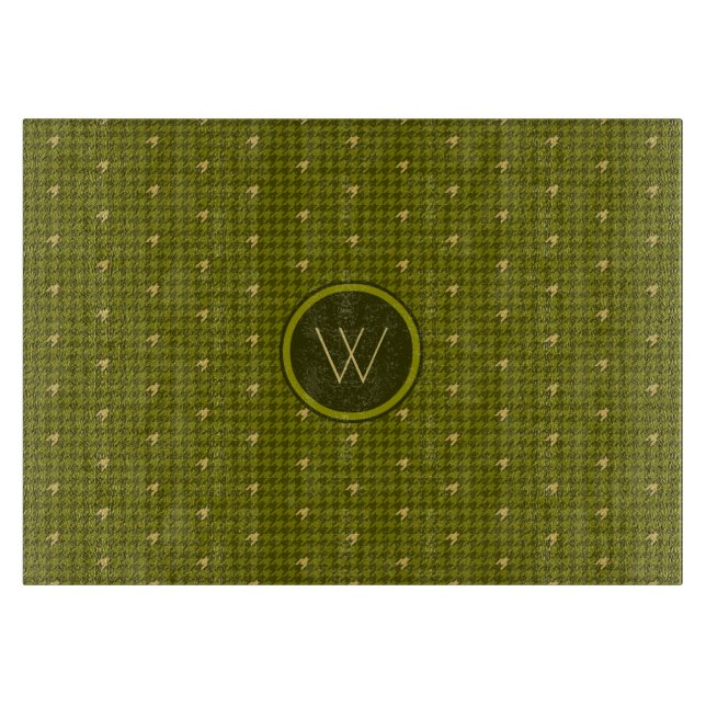 Planche à découper en damier à accent doré olive (Devant)