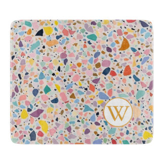 Planche à découper en terrazzo multicolore pastel