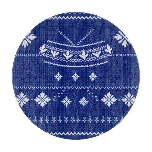 Planche à découper en tricot norvégien bleu (Devant)