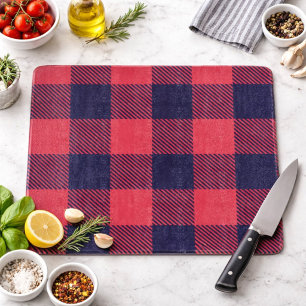 Planche à découper en verre à carreaux rose magent