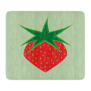 Planche à découper en verre à la fraise