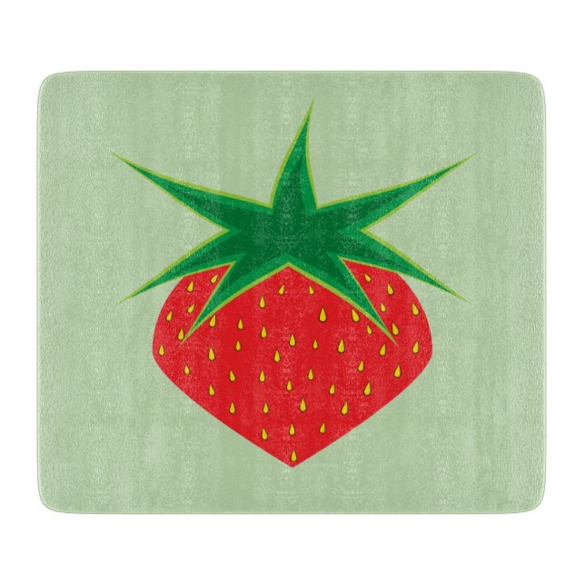 Planche à découper en verre à la fraise (Devant)