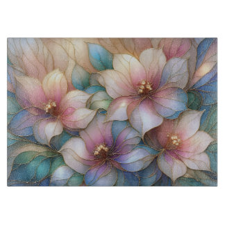 Planche à découper en verre à motif floral élégant
