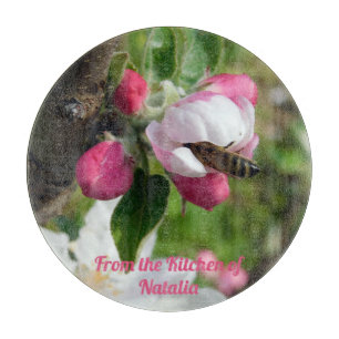 Planche à découper en verre Abeille et Fleur de Po