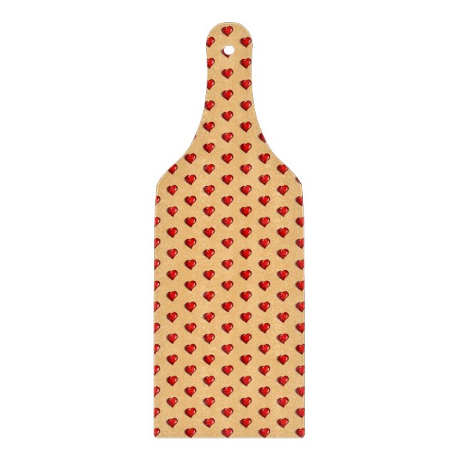 Planche à découper en verre Amour Cœurs Rouges (Devant)
