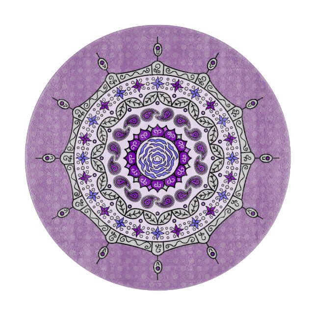 Planche à découper en verre argenté Mehndi Fantasy (Devant)