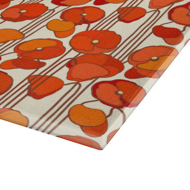 Planche à découper en verre Art Nouveau Coquelicot (Coin)