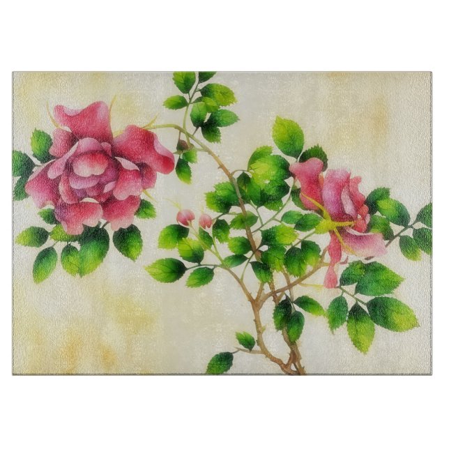 Planche à découper en verre artistique de roses de (Devant)