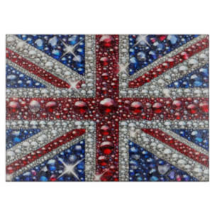 Planche à découper en verre aux couleurs britanniq