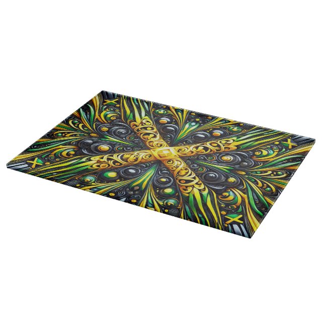 Planche à découper en verre aux couleurs jamaïcain (Coin)