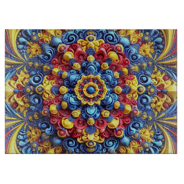 Planche à découper en verre aux couleurs roumaines (Devant)