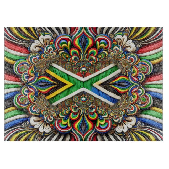 Planche à découper en verre aux couleurs sud-afric (Devant)