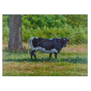 Planche à découper en verre avec art de vache Long