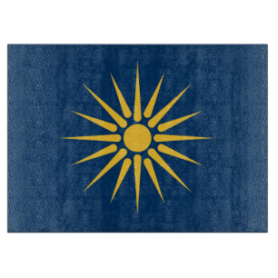Planche à découper en verre avec Drapeau de Macédo