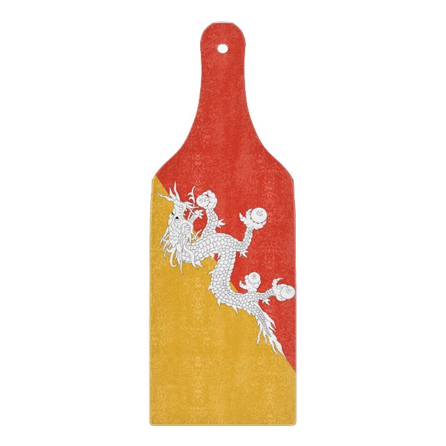 Planche à découper en verre avec drapeau du Bhouta (Devant)