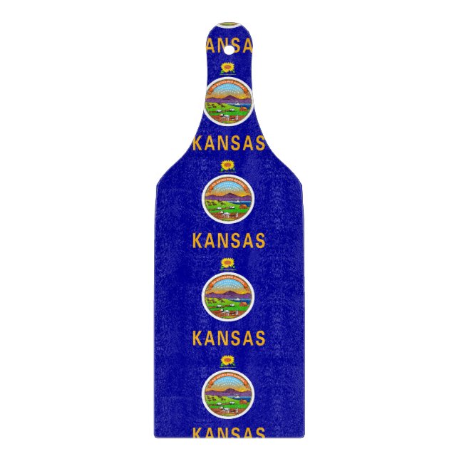 Planche à découper en verre avec drapeau du Kansas (Devant)