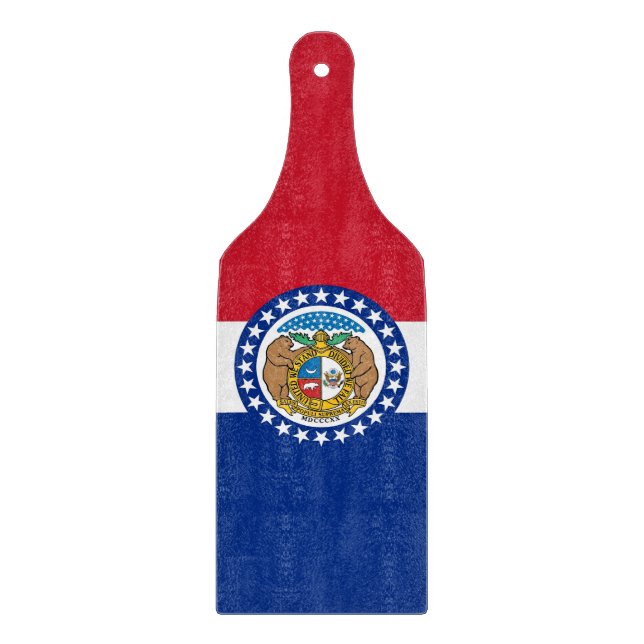 Planche à découper en verre avec drapeau du Missou (Devant)