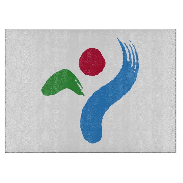 Planche à découper en verre avec le drapeau de Séo (Devant)