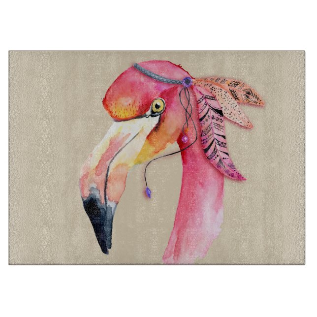 Planche à découper en verre Boho Fiona Flamingo (Devant)