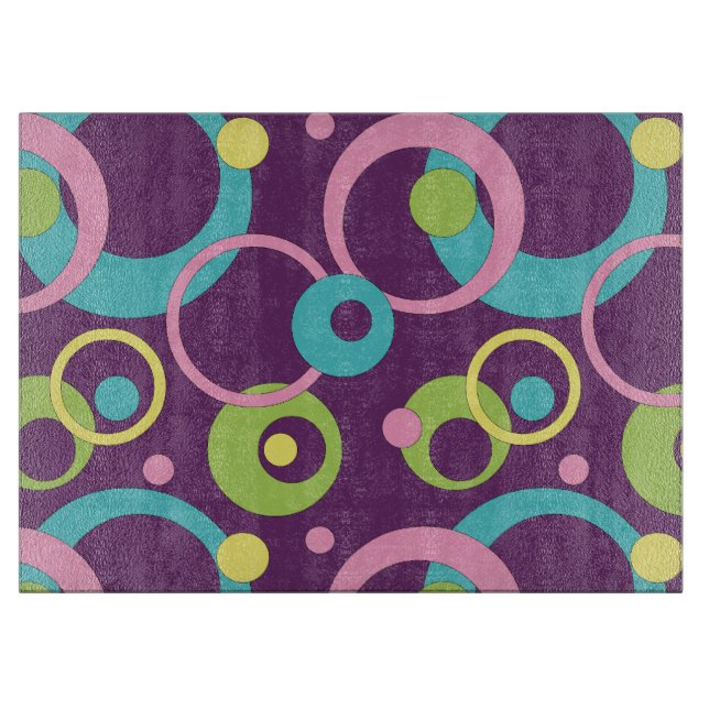 Planche à découper en verre Cercles Violets Funky (Devant)