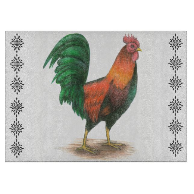Planche à découper en verre Coq (Devant)
