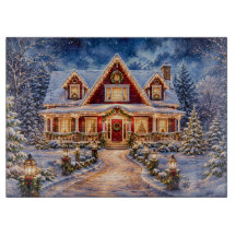 Planche à découper en verre Cottage Noël Cosy