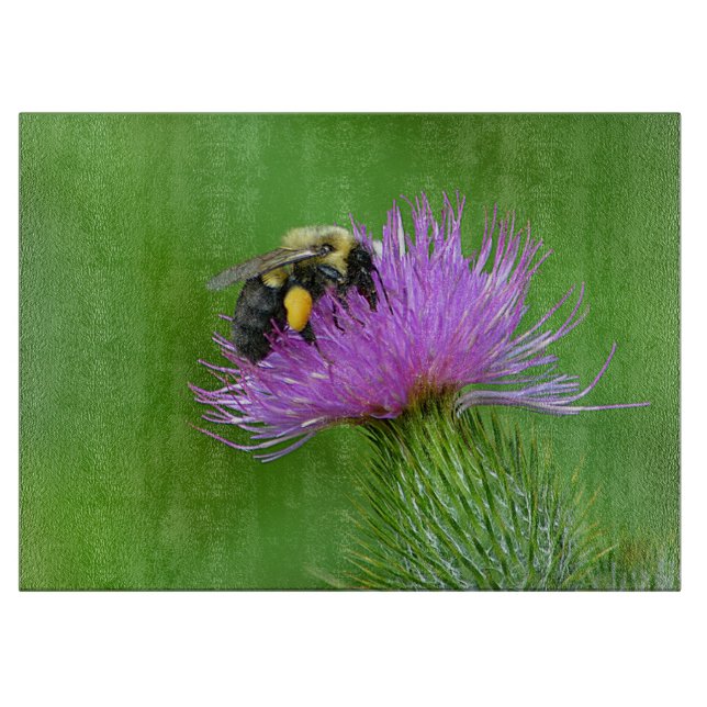 Planche à découper en verre d'abeille et de chardo (Devant)