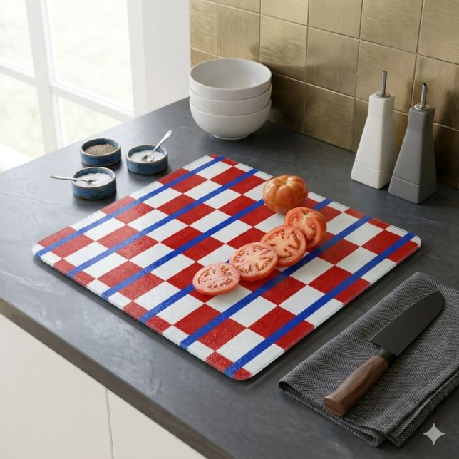 Planche à découper en verre damier patriotique (Créateur téléchargé)