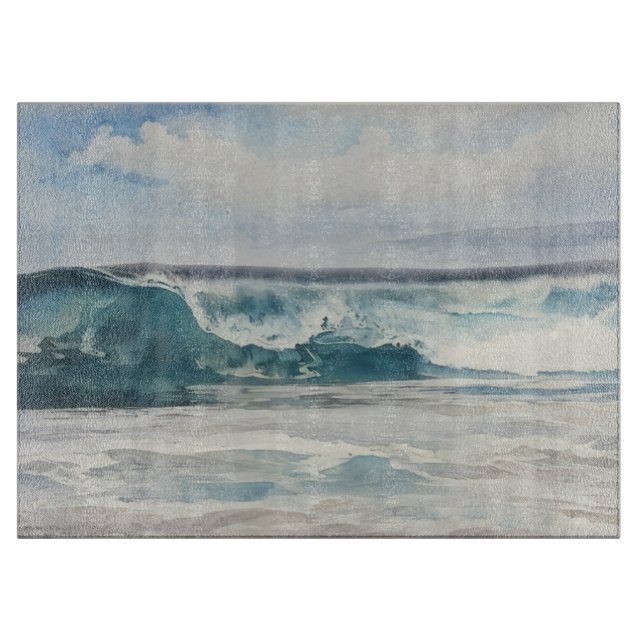Planche à découper en verre d'art de plage avec va (Devant)