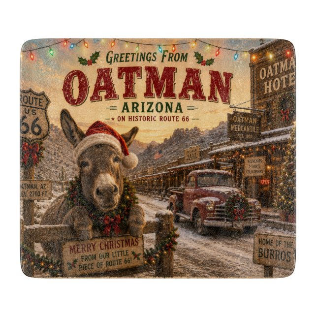 Planche à découper en verre de Noël Oatman Route 6 (Devant)