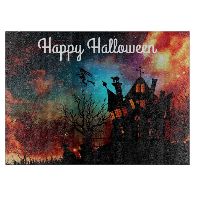 Planche à découper en verre décoratif Halloween /  (Devant)