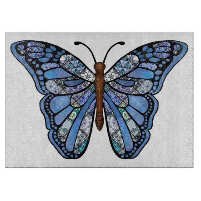 Planche à découper en verre décoratif/papillon (Devant)