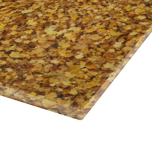 Planche à découper en verre feuilles d'automne (Coin)