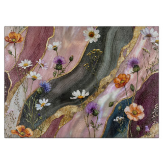Planche à découper en verre Fleur sauvage
