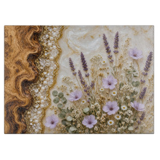 Planche à découper en verre Fleur sauvage de lavan