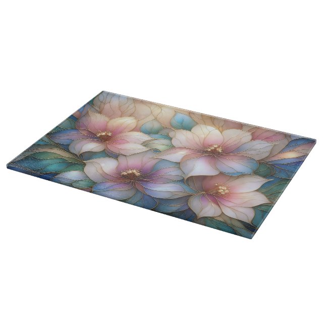 Planche à découper en verre floral de luxe (Coin)