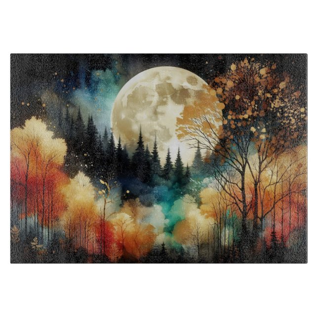 Planche à découper en verre Forêt au clair de lune (Devant)