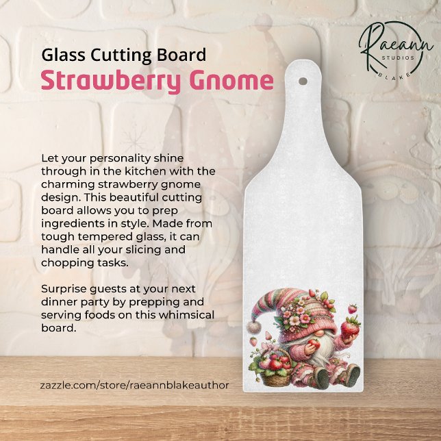 Planche à découper en verre Gnome Fraise (Créateur téléchargé)
