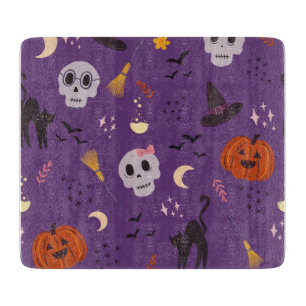 Planche à découper en verre Halloween – Crânes, Ci
