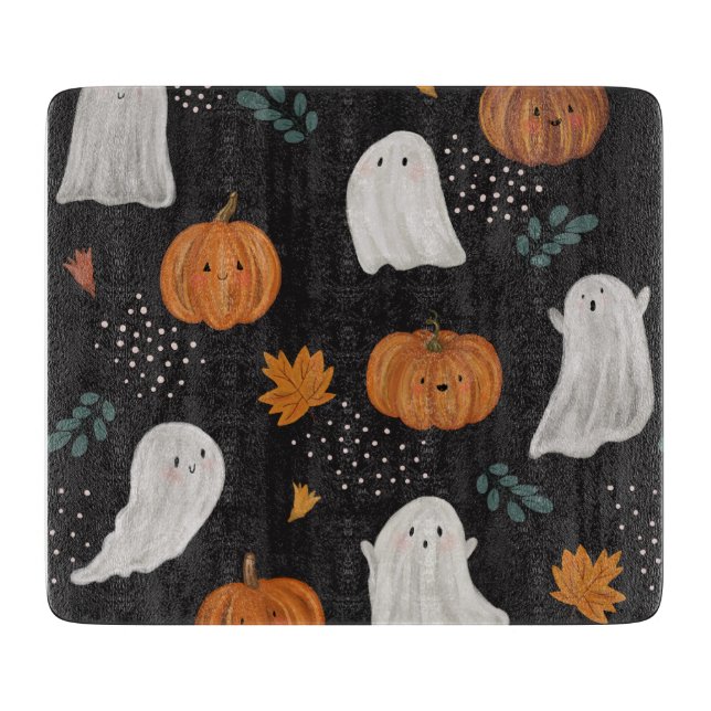 Planche à découper en verre Halloween – Fantômes,  (Devant)