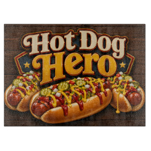 Planche à découper en verre Hot Dog Hero Thème d