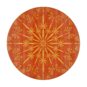 Planche à découper en verre Mandala Papaya