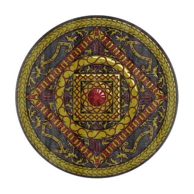 Planche à découper en verre Mandala Scorpion (Devant)