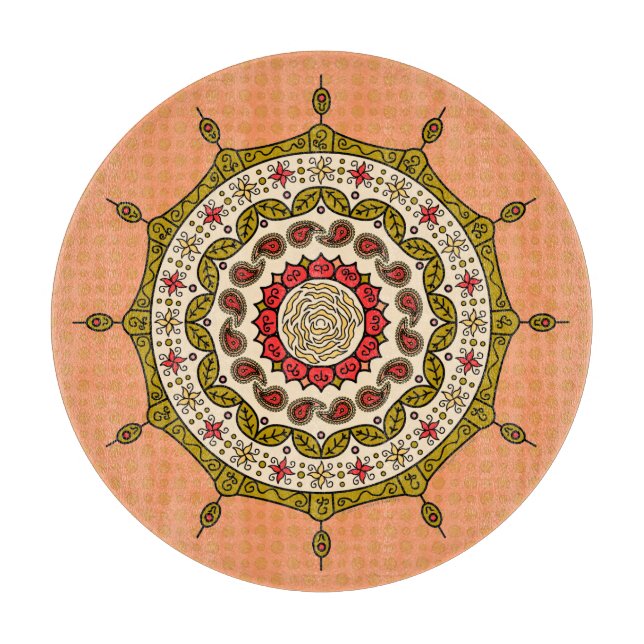 Planche à découper en verre Mehndi Fantasy Gold (Devant)