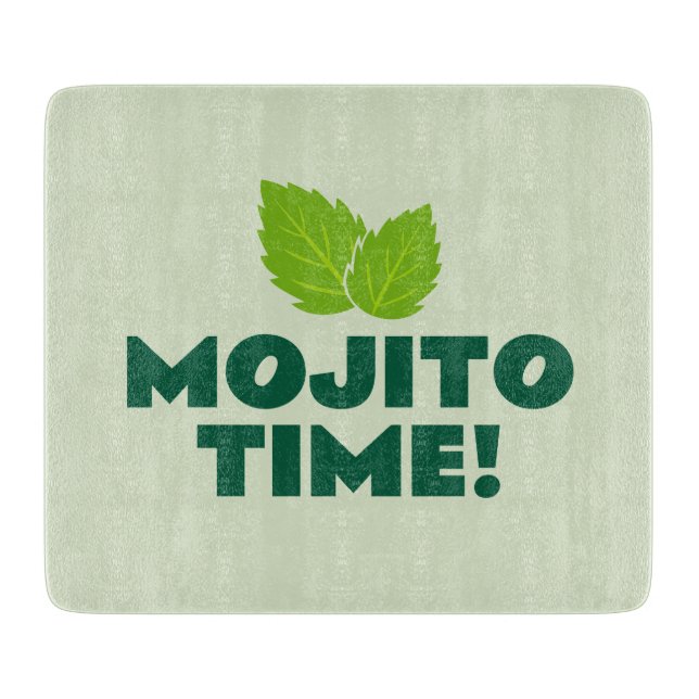 Planche à découper en verre Mojito Time pour soiré (Devant)