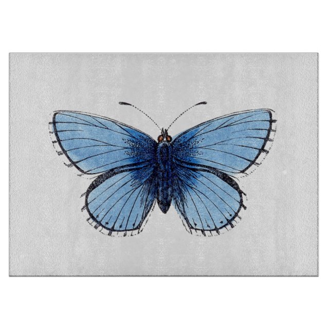 Planche à découper en verre - Papillon Bleu (Devant)