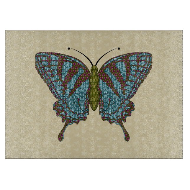 Planche à découper en verre Papillon Japonais (Devant)
