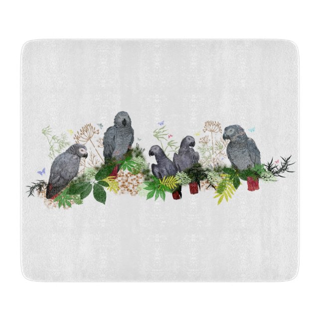 Planche à découper en verre pour fête de perroquet (Devant)